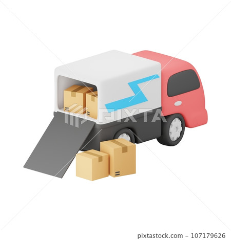 Cargo Ship 3D Icon, 3D Shipping and Transport Illustration, Container Ship Graphic 107179626