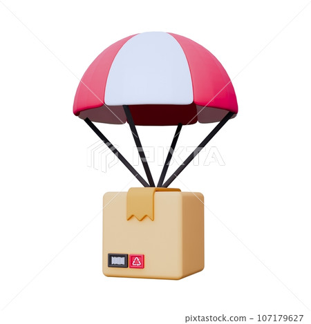 cardboard boxes with a yellow umbrella 107179627