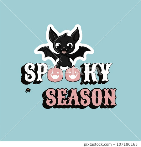 A Spooky Bat and Its Pink Pumpkins 107180163