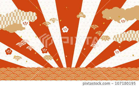 日出新年賀卡素材插畫 107180195