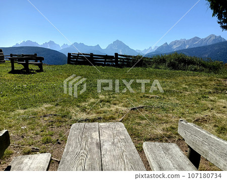 A table in the mountain sun A table in the mountain sun 107180734
