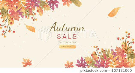 Autumn sale banner template with falling leaves. Autumn sale banner template with falling leaves. 107181060