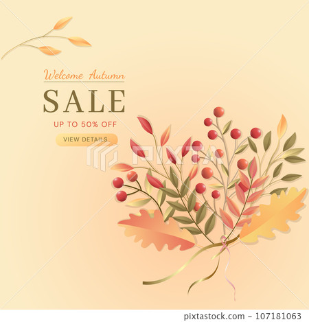 Autumn sale banner template with falling leaves. 107181063