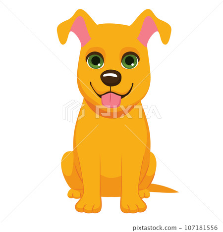 Cute Orange Dog Sitting Cartoon Vector 107181556
