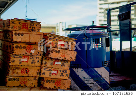 市場新鮮的魚、肉、水果和蔬菜 107181626