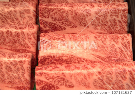 Market fresh fish, meat, fruits and vegetables 107181627