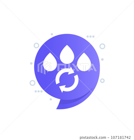 reuse water icon with drops, vector 107181742