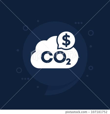 carbon emissions cost icon, co2 gas price vector 107181752
