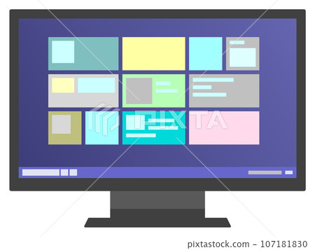Illustration of icons displayed on the monitor used on a desktop computer 107181830
