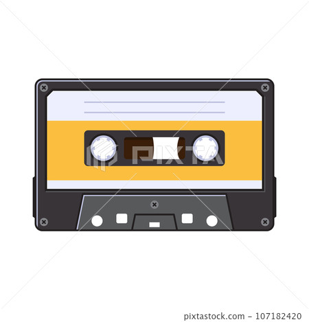 Retro Audio Cassette on White Background. Vector. 107182420