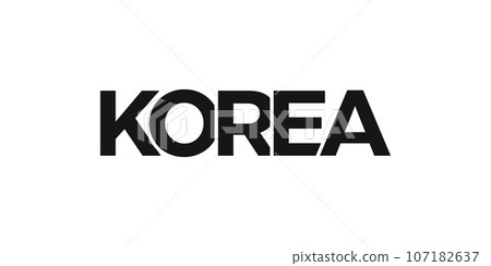 Korea emblem. The design features a geometric style, vector illustration with bold typography in a modern font. The graphic slogan lettering. 107182637