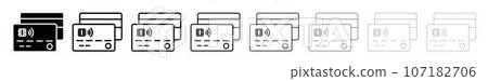 Set of Credit Card different line shapes, thin line design vector illustration Set of Credit Card different line shapes, thin line design vector illustration 107182706