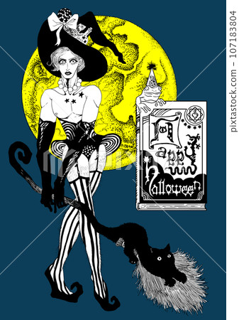 有掃帚、黑貓和青蛙的女巫 107183804