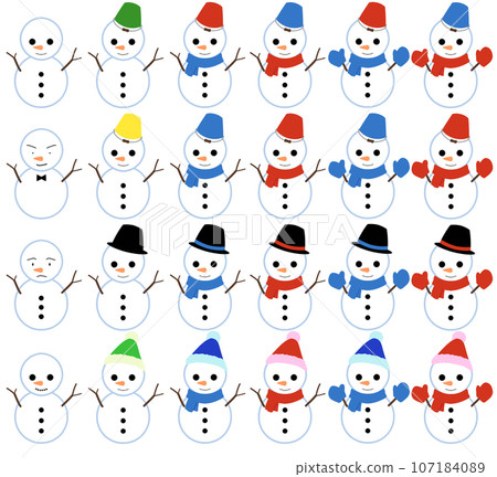 2 tiers of various snowmen 107184089