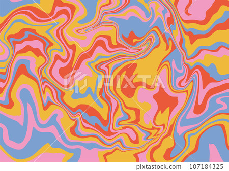 Groovy op-art trippy background with warped lines. Trippy 60s 70s style flat vector illustration. Groovy op-art trippy background with warped lines. Trippy 60s 70s style flat vector illustration. 107184325