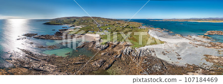 Aerial view of Cloughcorr beach on Arranmore Island in County Donegal, Republic of Ireland 107184469