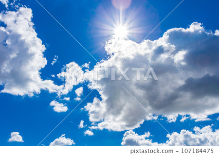 Clound in blue sky and sun Clound in blue sky and sun 107184475