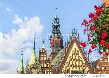 Town Hall and flowers 107184488