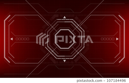 HUD sci-fi interface screen view white geometric on red design virtual reality futuristic technology creative display vector 107184496