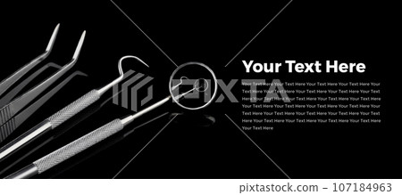 Dental tools on black. Dental tools on black. 107184963