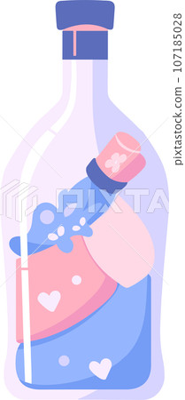 Hand Drawn Wine bottles and wine in wedding concept in flat style 107185028