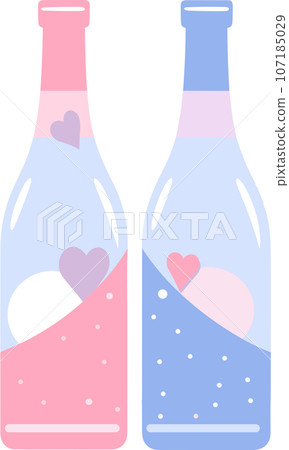 Hand Drawn Wine bottles and wine in wedding concept in flat style Hand Drawn Wine bottles and wine in wedding concept in flat style 107185029