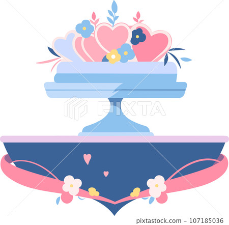 Hand Drawn Wedding cake in a wedding concept in flat style Hand Drawn Wedding cake in a wedding concept in flat style 107185036
