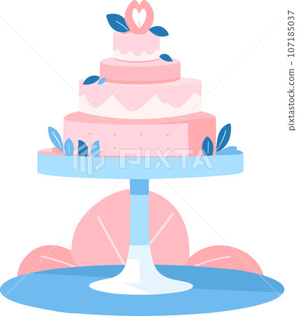 Hand Drawn Wedding cake in a wedding concept in flat style Hand Drawn Wedding cake in a wedding concept in flat style 107185037
