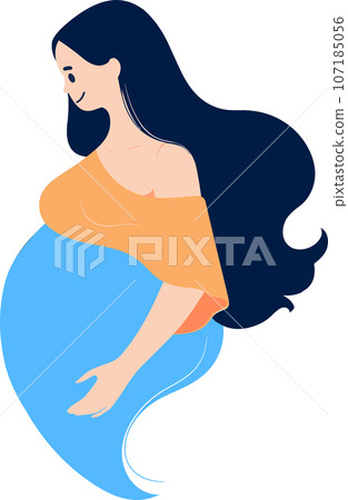 Hand Drawn Mother or pregnant woman in flat style 107185056