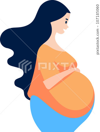 Hand Drawn Mother or pregnant woman in flat style Hand Drawn Mother or pregnant woman in flat style 107185060