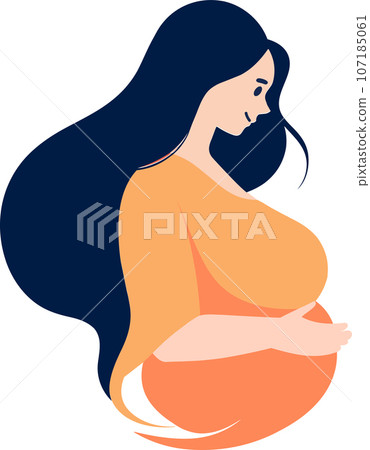 Hand Drawn Mother or pregnant woman in flat style Hand Drawn Mother or pregnant woman in flat style 107185061