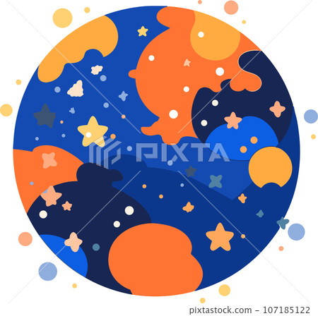 Hand Drawn Planets or stars in space in flat style Hand Drawn Planets or stars in space in flat style 107185122