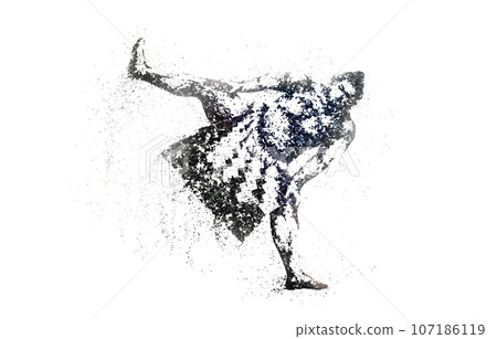 Pointillist style sumo silhouette, PNG background transparent. Pointillist style sumo silhouette, PNG background transparent. 107186119