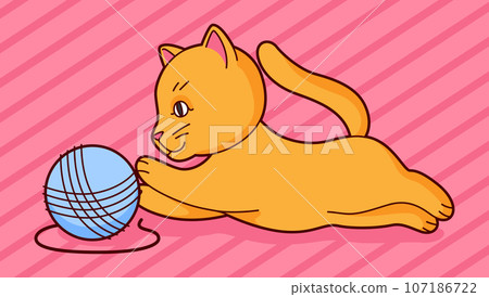 Illustration of cute kawaii cat. Fun animal. 107186722