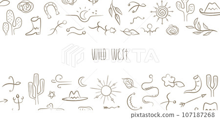 Wild west banner witl textured line elements. 107187268