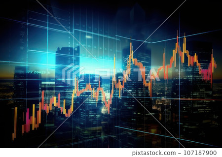 Close-up of a holographic screen displaying current stock charts and quotes. Close-up of a holographic screen displaying current stock charts and quotes. 107187900