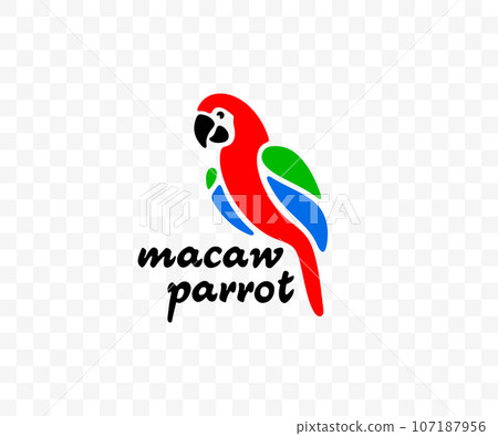 Macaw parrot, ara parrot, birds, animals, avian and parakeet, graphic design. Wildlife, nature, jungle, pet, fauna, feathered and rainforest, vector design and illustration 107187956