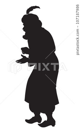 Old sage in national asian dress. Vector drawing Old sage in national asian dress. Vector drawing 107187986