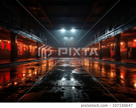 Epic empty boxing ring in the spotlight on the fight night AI Epic empty boxing ring in the spotlight on the fight night AI 107188647