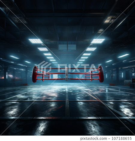Epic empty boxing ring in the spotlight on the fight night AI Epic empty boxing ring in the spotlight on the fight night AI 107188655