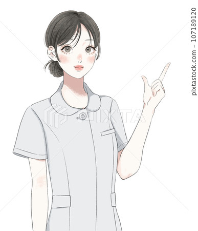 A female nurse explaining by pointing A female nurse explaining by pointing 107189120