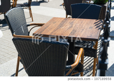 Street Restaurant Table, Empty Cafe Tables, Bar Terrace, Outdoor Restaurants, Outside Trattoria 107189938