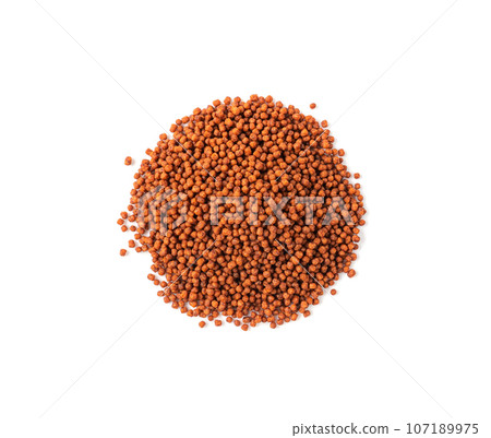 Aquarium Fish Food, Pressed Brown Granules Isolated, Nutrition Supplements, Pills, Tablets Aquarium Fish Food, Pressed Brown Granules Isolated, Nutrition Supplements, Pills, Tablets 107189975