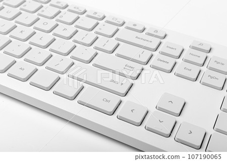 White Keyboard Keys, Macro Shot of Keyboard Buttons White Keyboard Keys, Macro Shot of Keyboard Buttons 107190065