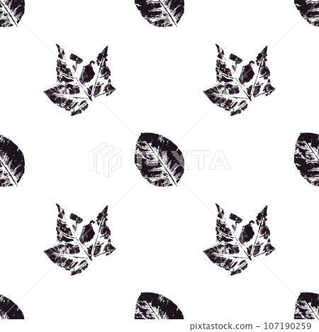 Ink messy drops leaves illustration. Print for cloth design, textile, fabric, wallpaper 107190259