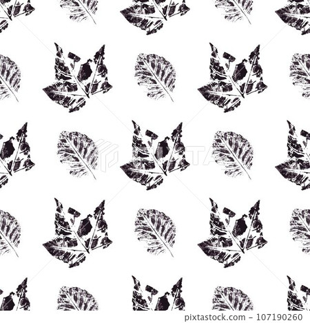 Ink messy drops leaves illustration. Print for cloth design, textile, fabric, wallpaper 107190260