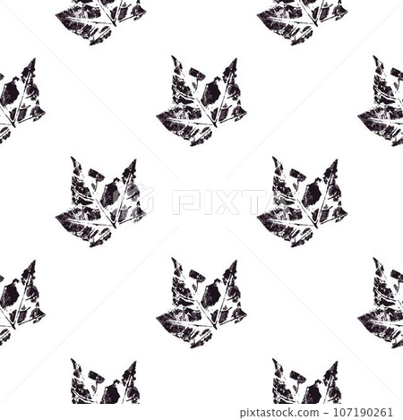 Ink messy drops leaves illustration. Print for cloth design, textile, fabric, wallpaper Ink messy drops leaves illustration. Print for cloth design, textile, fabric, wallpaper 107190261