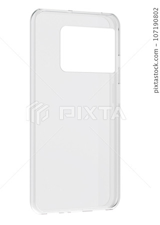 Plastic transparent cover for smartphone, mobile phone. Silicone Clear Mobile Phone Plastic Case, 3D rendering 107190802