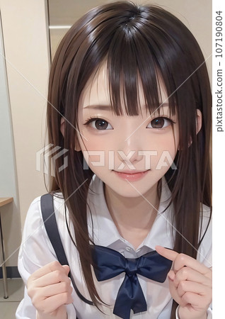 AI 生成的穿著制服的可愛高中女生圖像 107190804