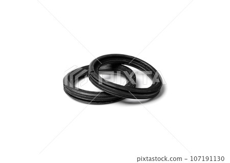 Sealing Gaskets Isolated, Black Rubber Rings for Plumbing, Plastic Circles, Rubber Gaskets on White Background Sealing Gaskets Isolated, Black Rubber Rings for Plumbing, Plastic Circles, Rubber Gaskets on White Background 107191130